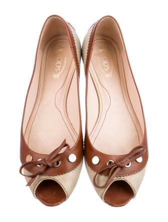 Tod's Canvas Bow Accents Ballet Flats