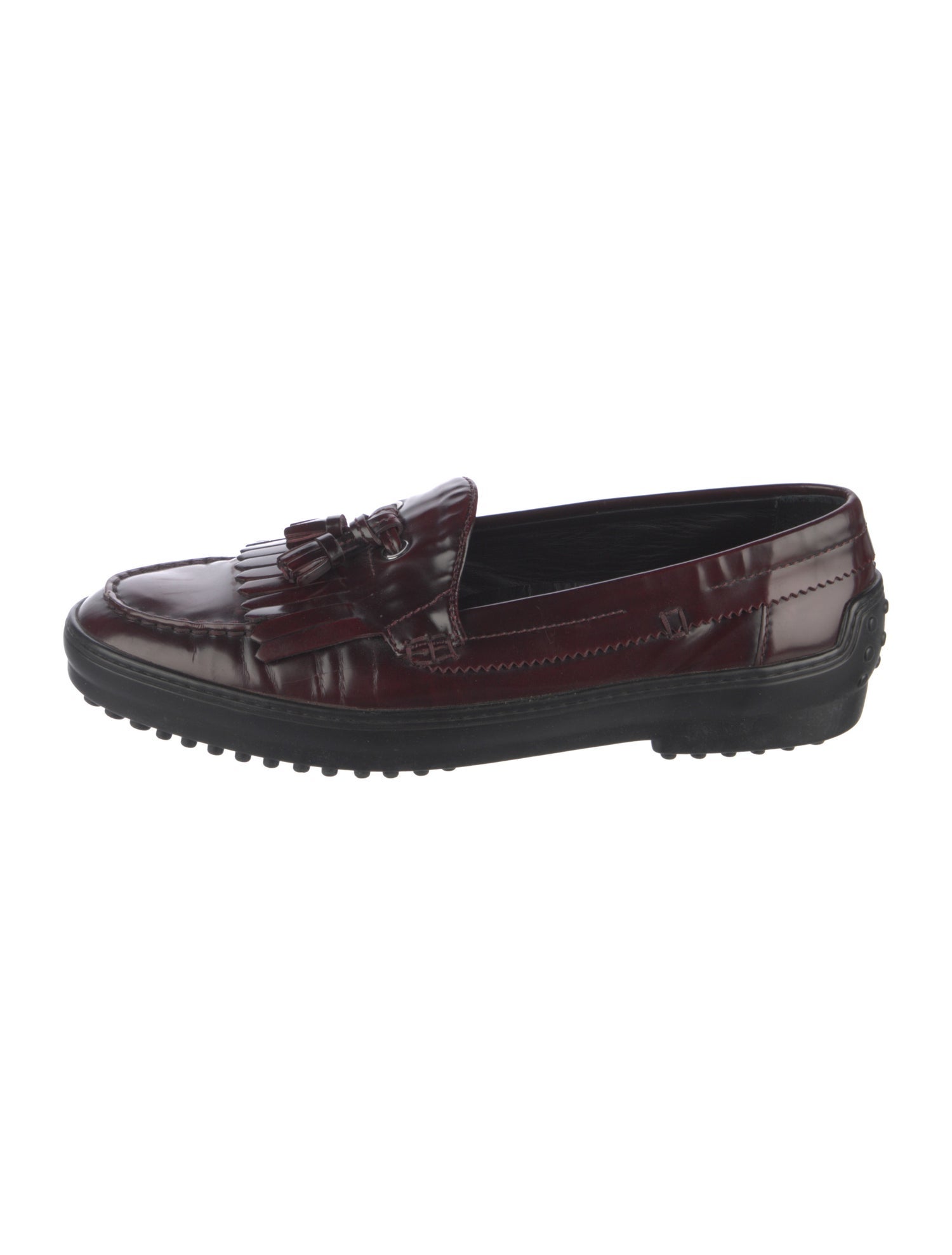 Tod's Leather Tassel Accents Loafers