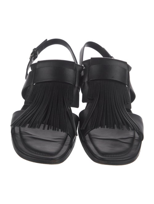 Tod's Leather Fringe Trim Accent Slingback Sandals