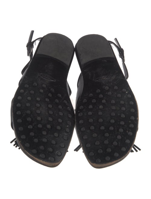 Tod's Leather Fringe Trim Accent Slingback Sandals