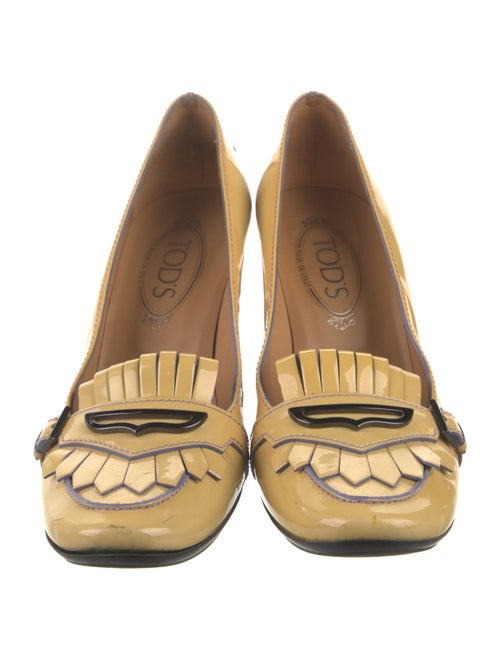 Tod's Patent Leather Fringe Trim Accent Pumps