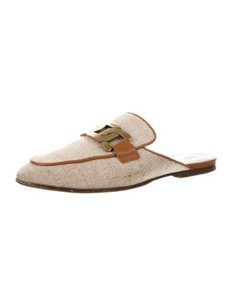 Tod's Canvas Chain-Link Accents Mules