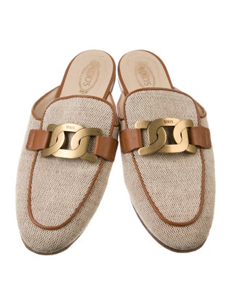 Tod's Canvas Chain-Link Accents Mules