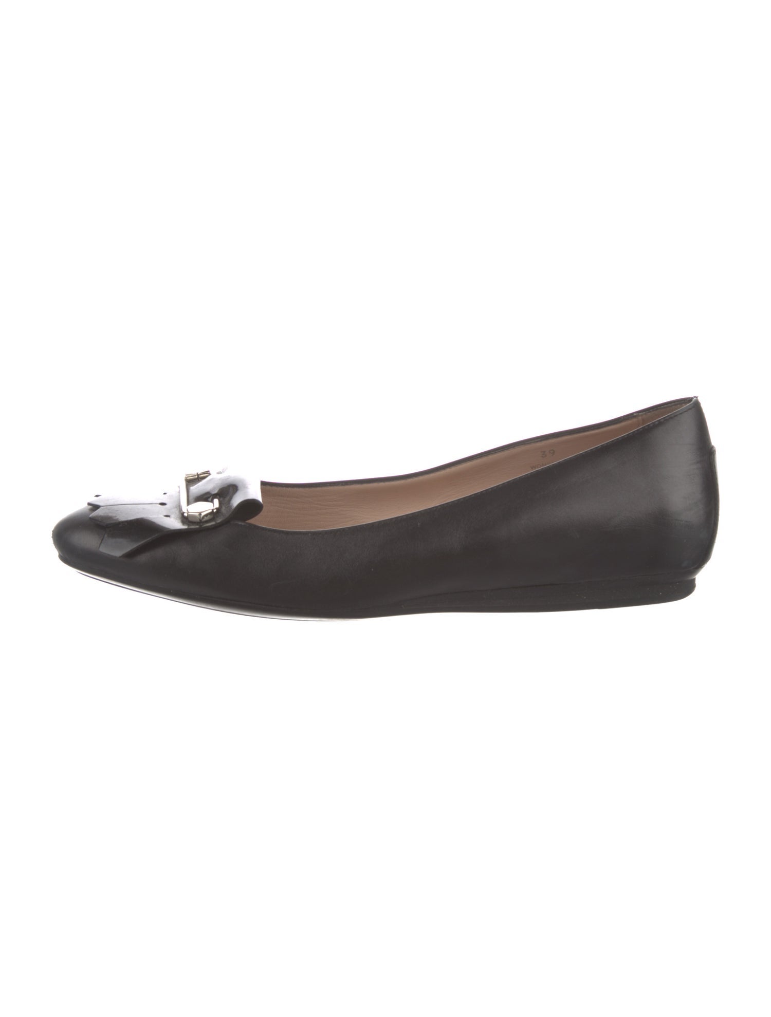 Tod's Leather Fringe Trim Accent Ballet Flats