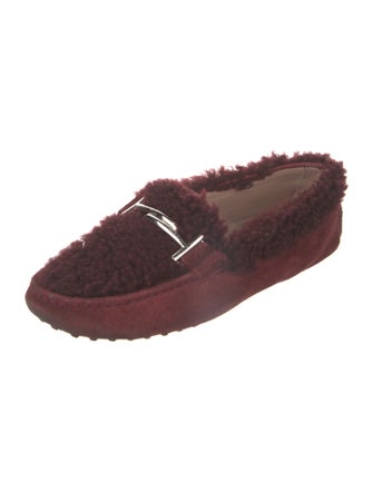 Tod's Suede Fur Trim Loafers