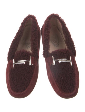 Tod's Suede Fur Trim Loafers