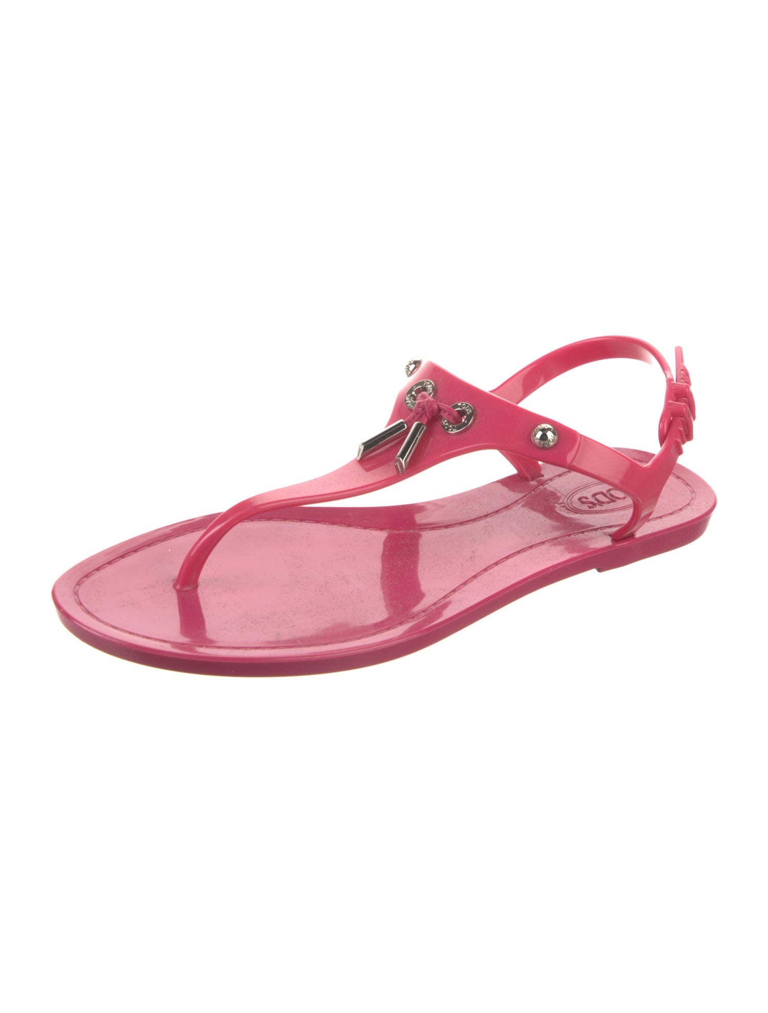 Tod's Rubber Tassel Accents T-Strap Sandals