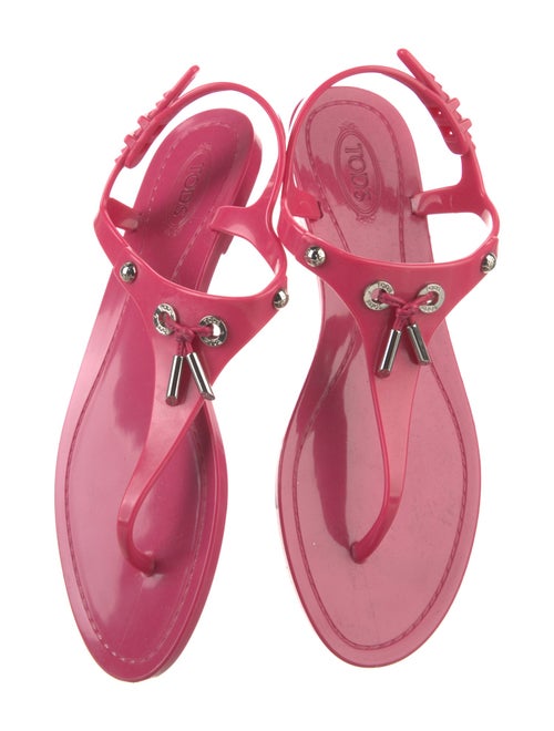 Tod's Rubber Tassel Accents T-Strap Sandals