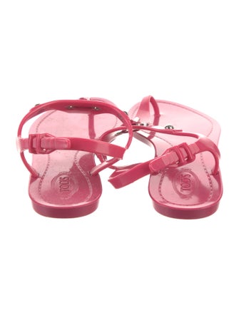 Tod's Rubber Tassel Accents T-Strap Sandals