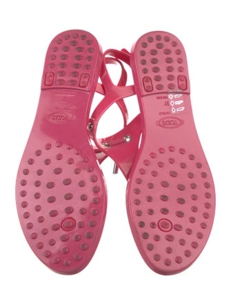 Tod's Rubber Tassel Accents T-Strap Sandals