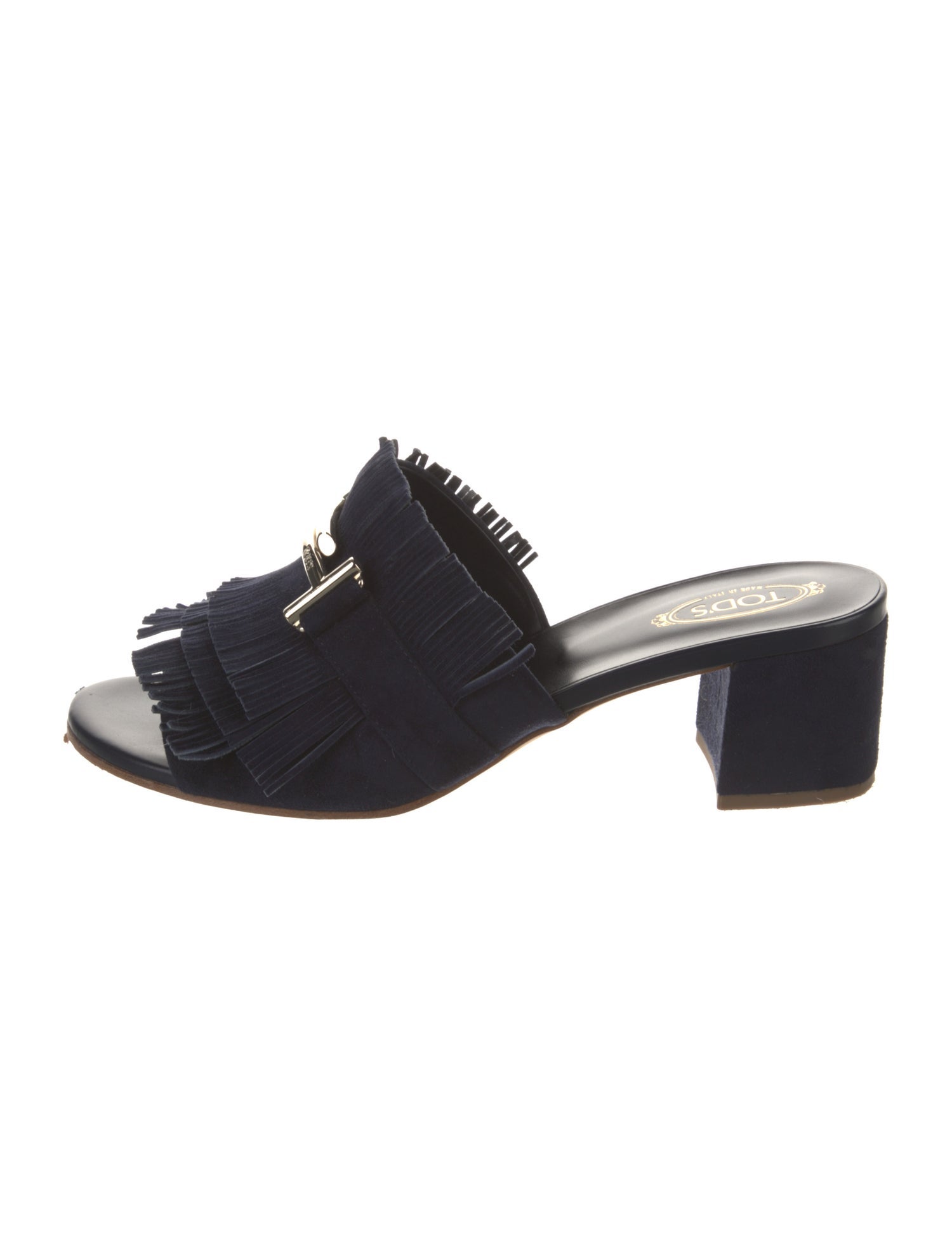 Tod's Suede Fringe Trim Accent Slides