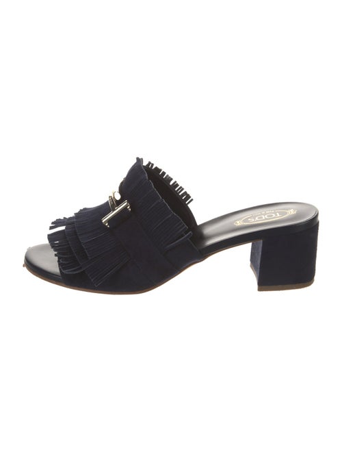 Tod's Suede Fringe Trim Accent Slides