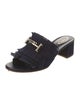 Tod's Suede Fringe Trim Accent Slides