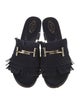 Tod's Suede Fringe Trim Accent Slides