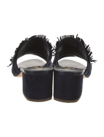 Tod's Suede Fringe Trim Accent Slides