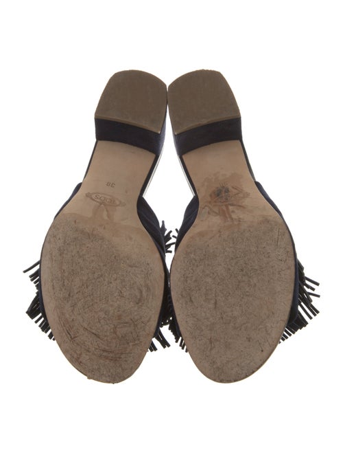 Tod's Suede Fringe Trim Accent Slides