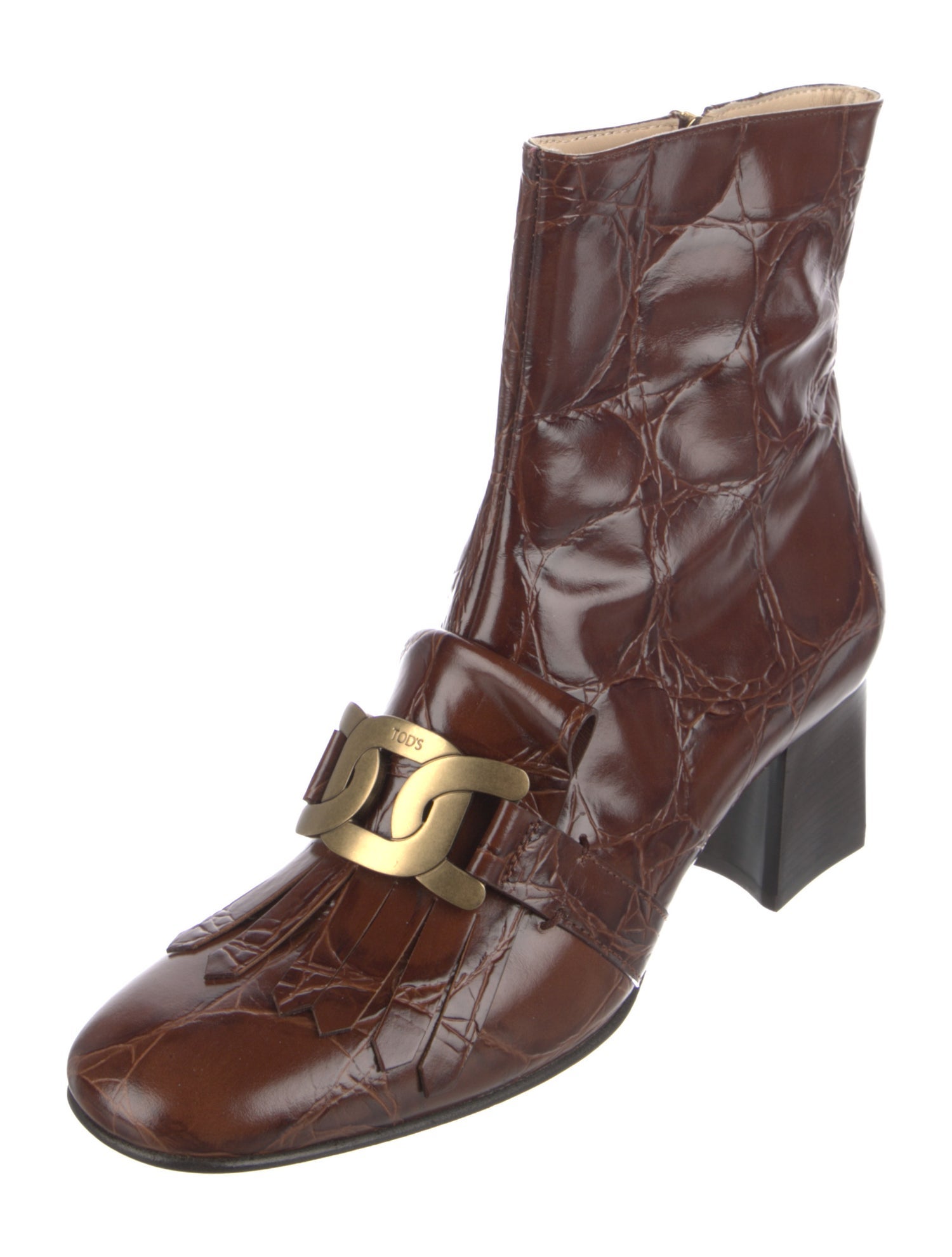 Tod's Leather Chain-Link Accents Boots