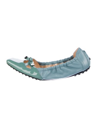 Tod's Patent Leather Bow Accents Ballet Flats