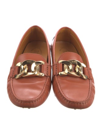 Tod's Leather Chain-Link Accents Loafers