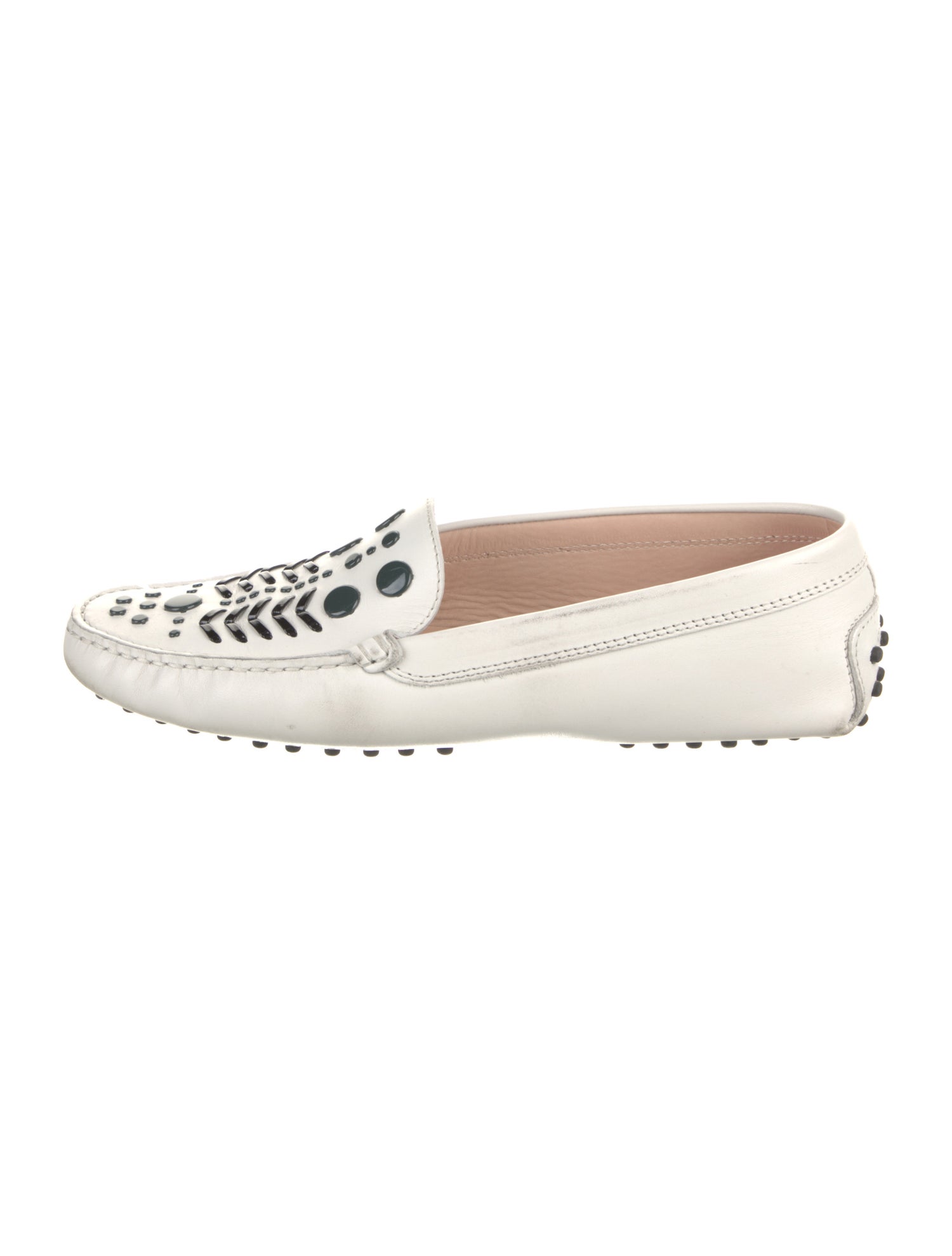 Tod's Leather Crystal Embellishments Loafers
