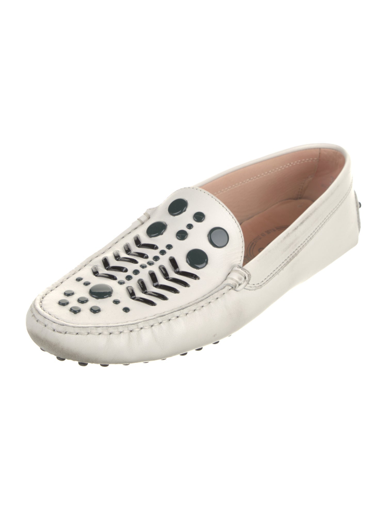 Tod's Leather Crystal Embellishments Loafers