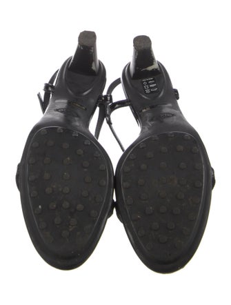 Tod's Patent Leather Studded Accents T-Strap Sandals