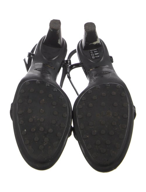 Tod's Patent Leather Studded Accents T-Strap Sandals