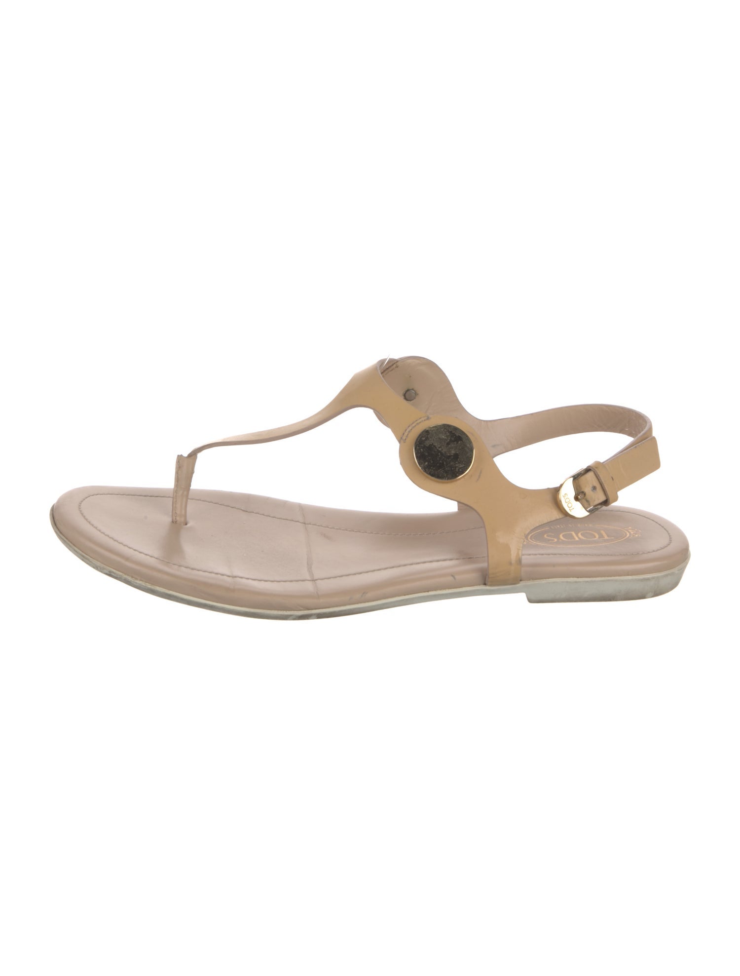 Tod's Leather Studded Accents T-Strap Sandals