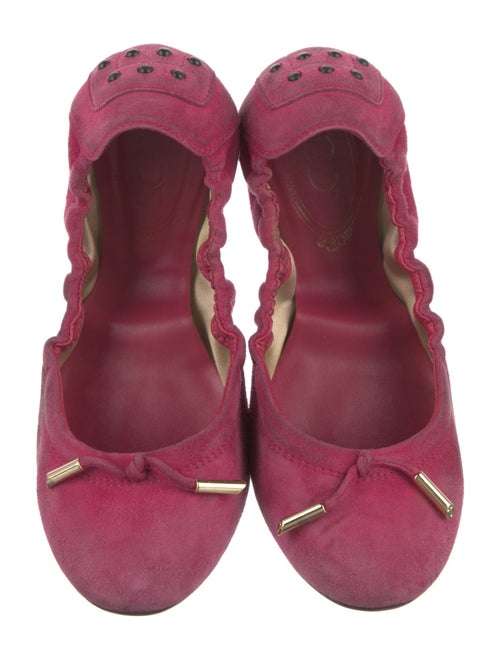 Tod's Suede Bow Accents Ballet Flats