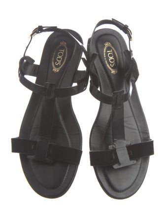 Tod's Leather T-Strap Sandals
