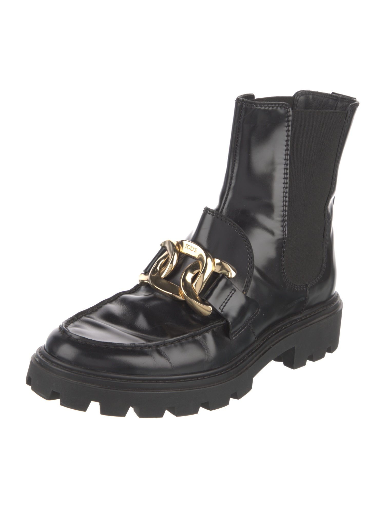 Tod's Leather Chain-Link Accents Chelsea Boots