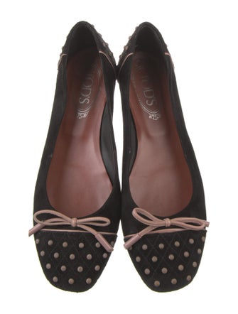 Tod's Quilted Pattern Suede Flats