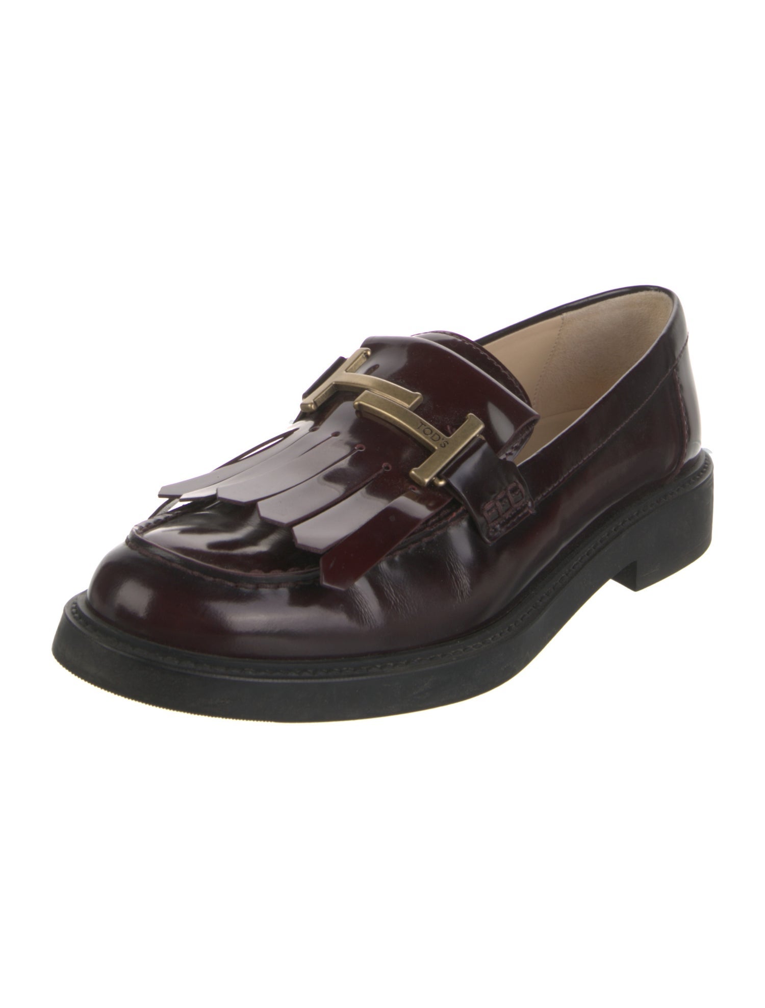 Tod's Leather Fringe Trim Accent Loafers
