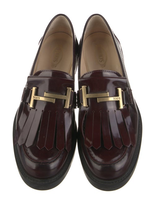 Tod's Leather Fringe Trim Accent Loafers