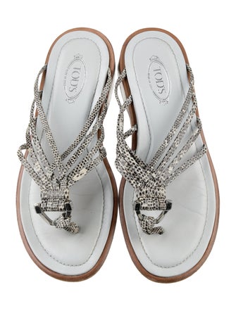 Tod's Leather Animal Print Slides