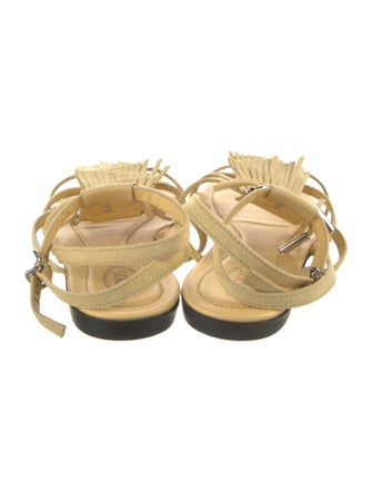 Tod's Leather Fringe Trim Accent Gladiator Sandals