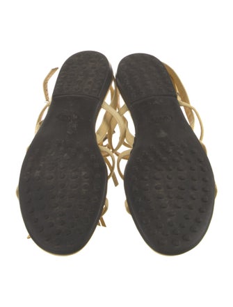 Tod's Leather Fringe Trim Accent Gladiator Sandals