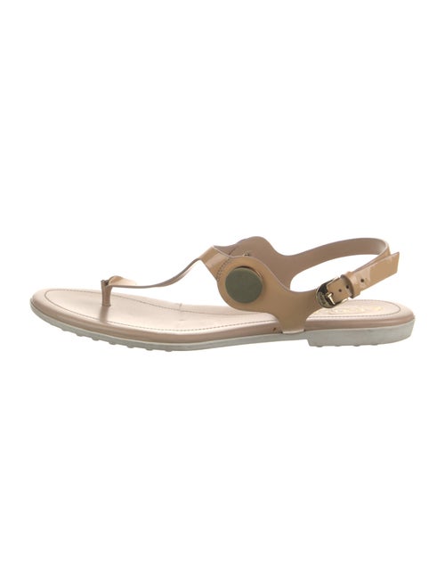 Tod's Patent Leather Studded Accents T-Strap Sandals