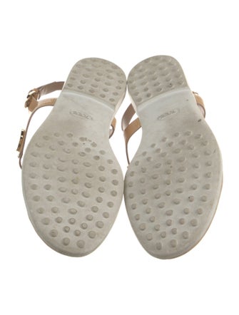 Tod's Patent Leather Studded Accents T-Strap Sandals