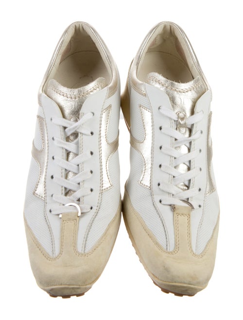 Tod's Embossed Leather Embroidered Accent Sneakers