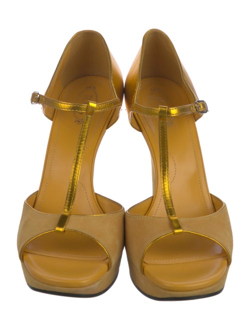 Tod's Suede Cutout Accent T-Strap Sandals