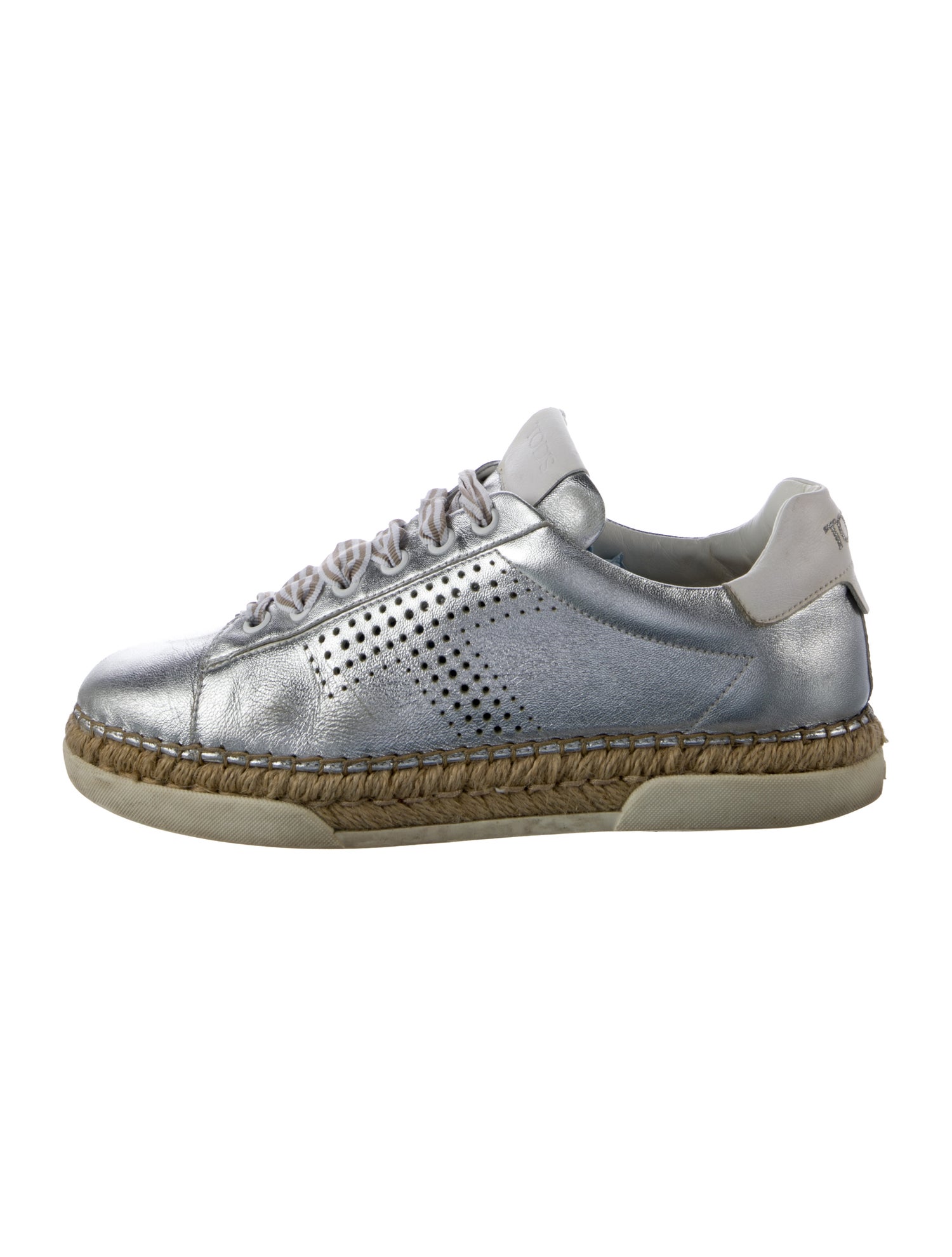 Tod's Leather Lasercut Accents Espadrille Sneakers