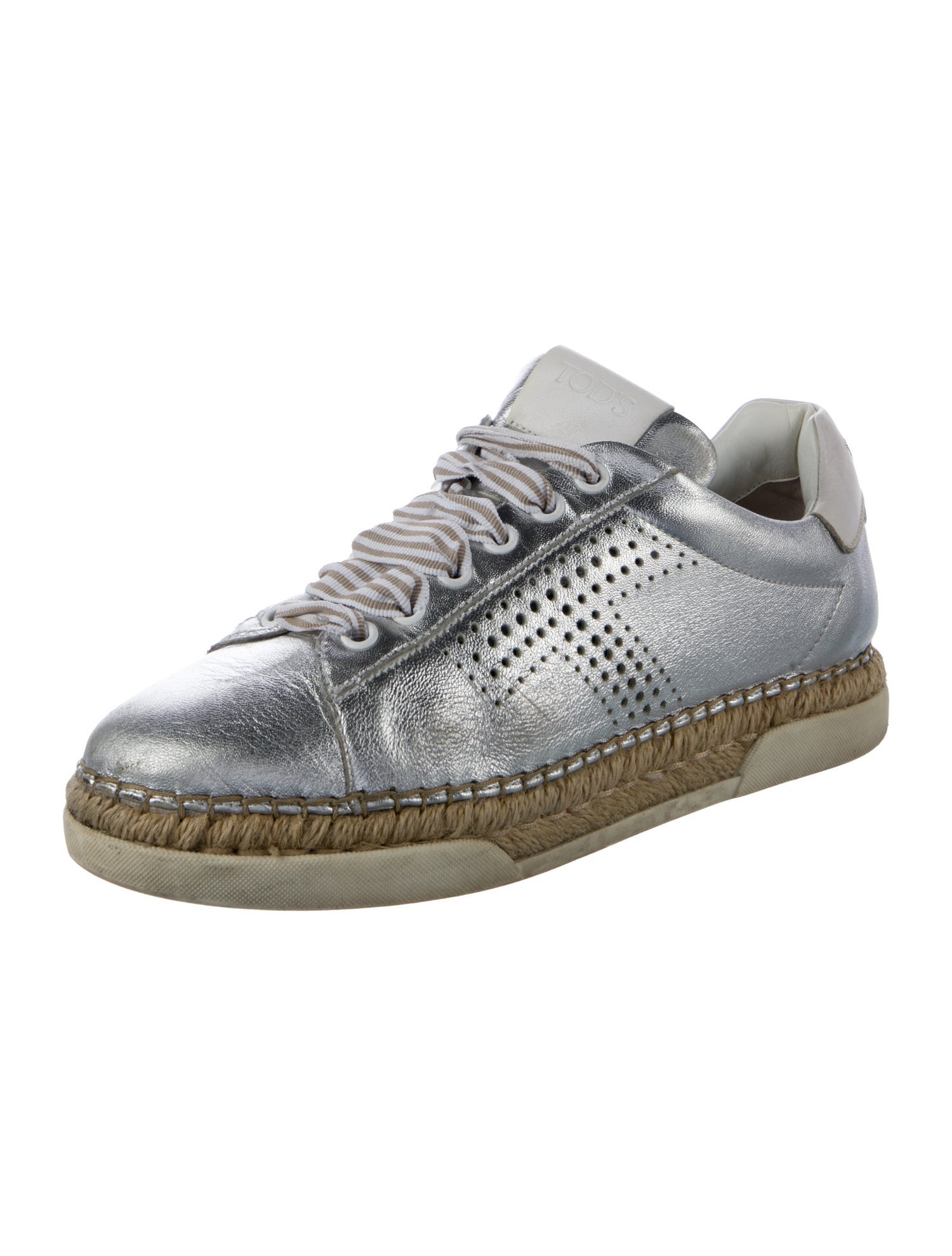 Tod's Leather Lasercut Accents Espadrille Sneakers