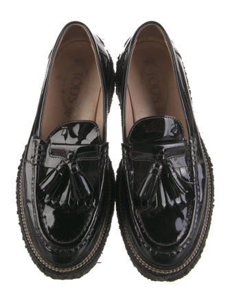 Tod's Patent Leather Tassel Accents Loafers