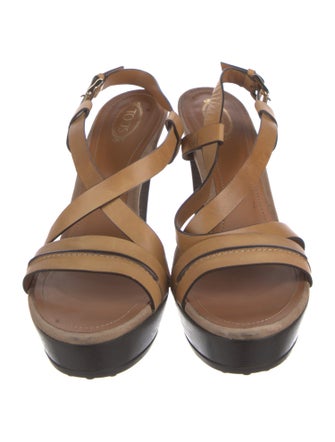 Tod's Leather Colorblock Pattern Slingback Sandals