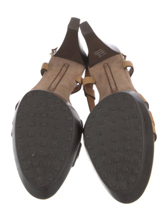 Tod's Leather Colorblock Pattern Slingback Sandals