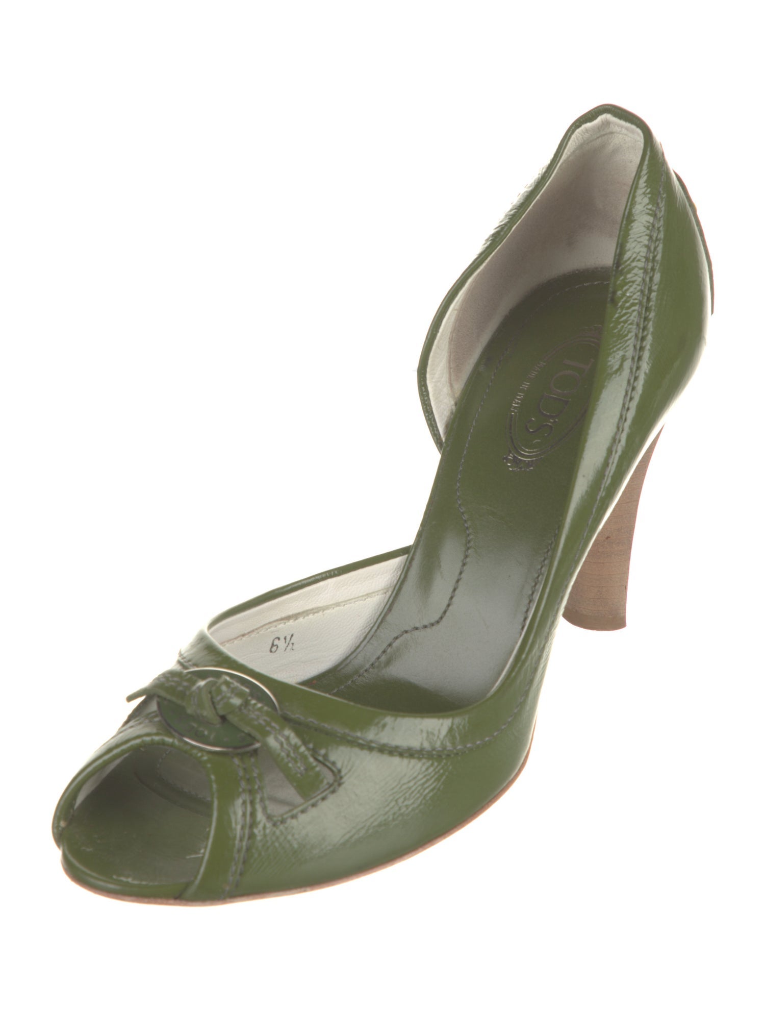 Tod's Patent Leather Colorblock Pattern D'Orsay Pumps