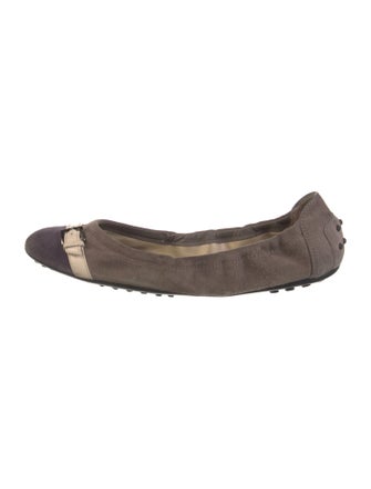 Tod's Suede Colorblock Pattern Ballet Flats
