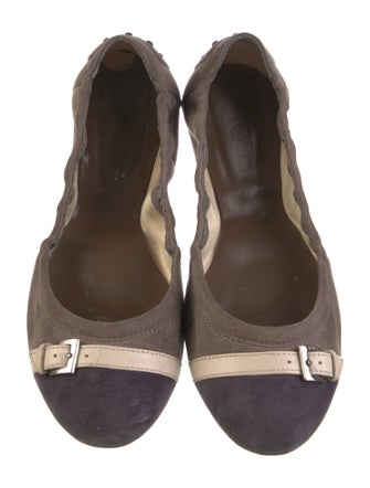 Tod's Suede Colorblock Pattern Ballet Flats