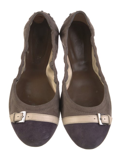 Tod's Suede Colorblock Pattern Ballet Flats